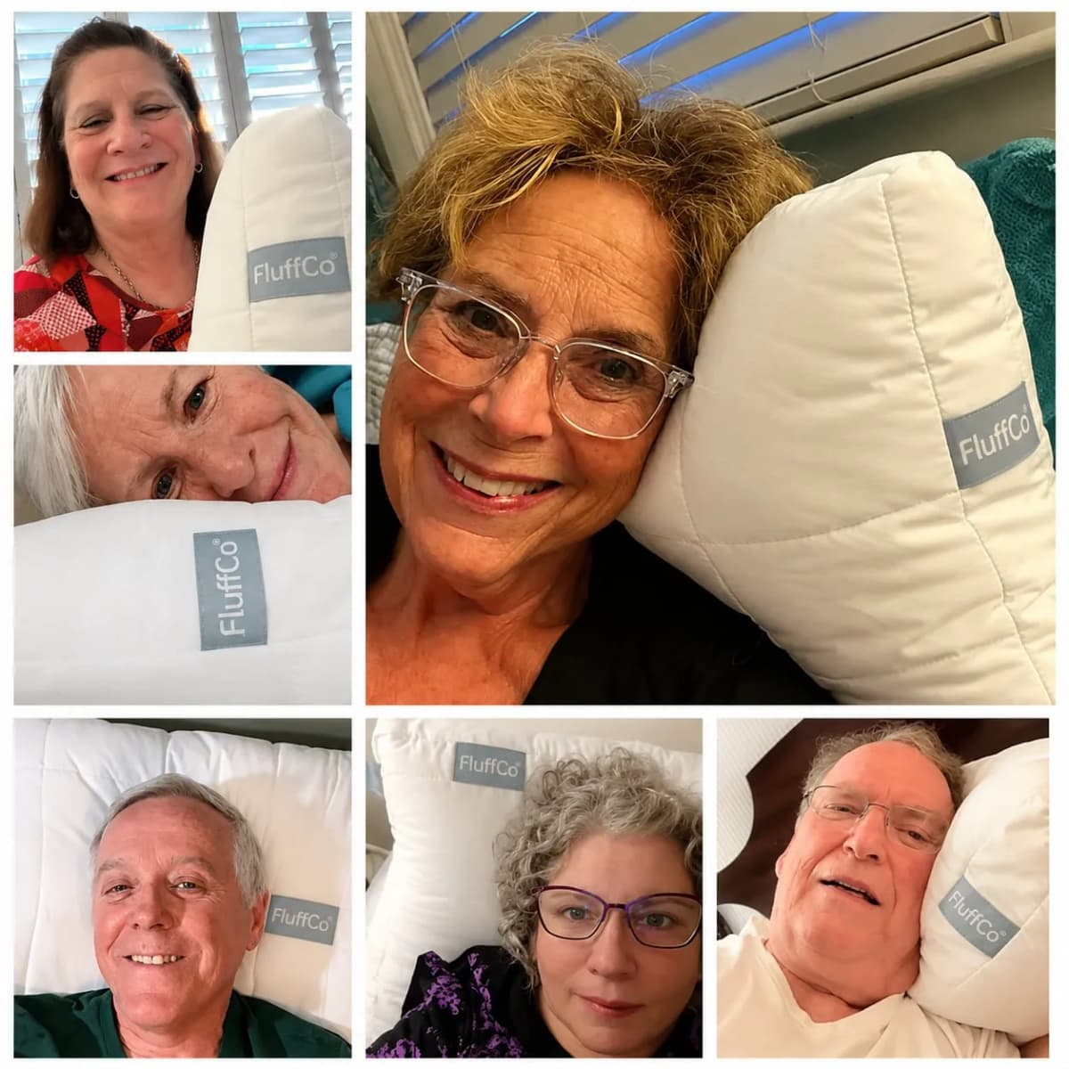 Real customer families with FluffCo pillow